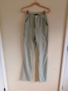 PrettyLittleThing Men's Panel Detail Sage Green Chinos